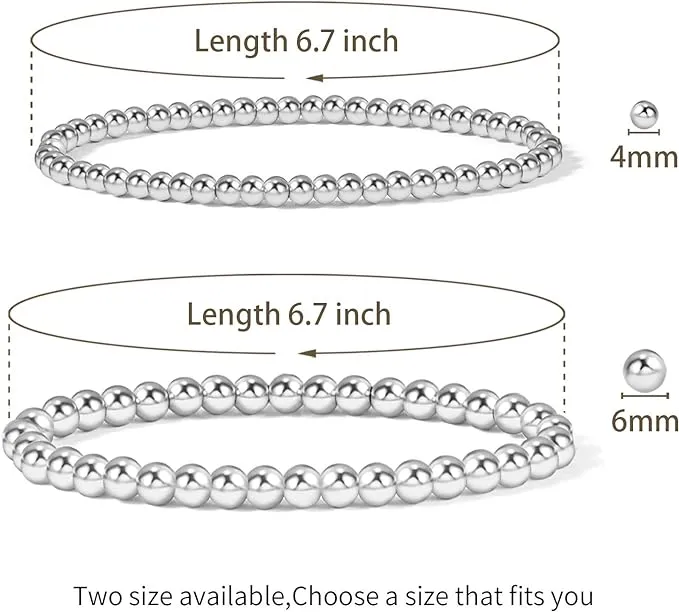 Badu Silver Beaded Bracelets for Women Silver Plated Bracelet Stretchable Adjustable Bracelet