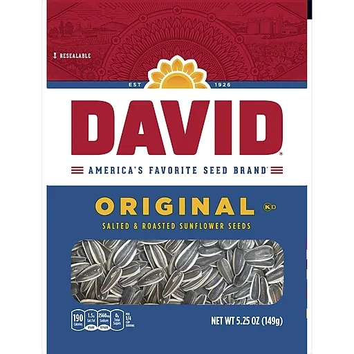 David Roasted and Salted Original Sunflower Seeds, 5.25 oz, 12 Pack