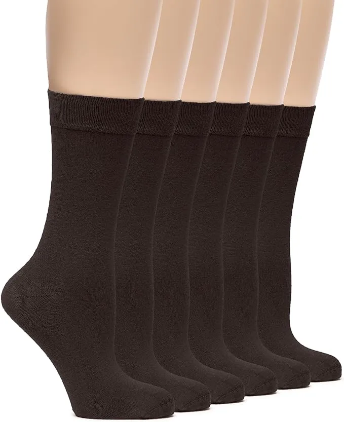 Hugh Ugoli Womens Soft Bamboo Dress Socks, Thin Crew Socks for Business, Trouser, Casual,Non-Binding, Breathable, 3-6 Pairs