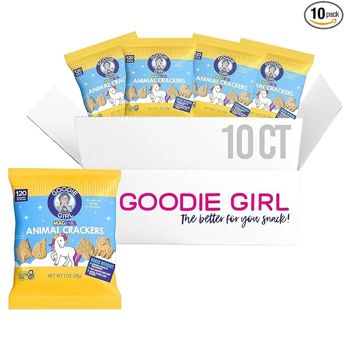 Goodie Girl Cookies, Magical Animal Crackers Snack Packs | Gluten Free | Peanut Free | Dairy Free | Egg Free | Plant Based | 10 Snack Packs | 120 Calorie Each