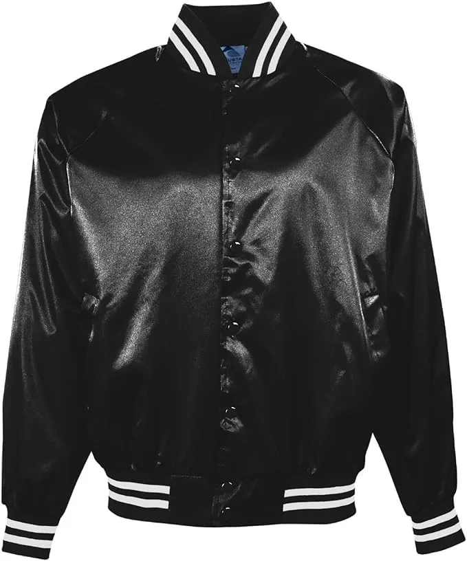 Augusta Sportswear Unisex Striped Trim Satin Baseball Jacket