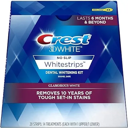 Crest 3D White Glamorous White No Slip Whitestrips, 28 Strips (1 Pack)