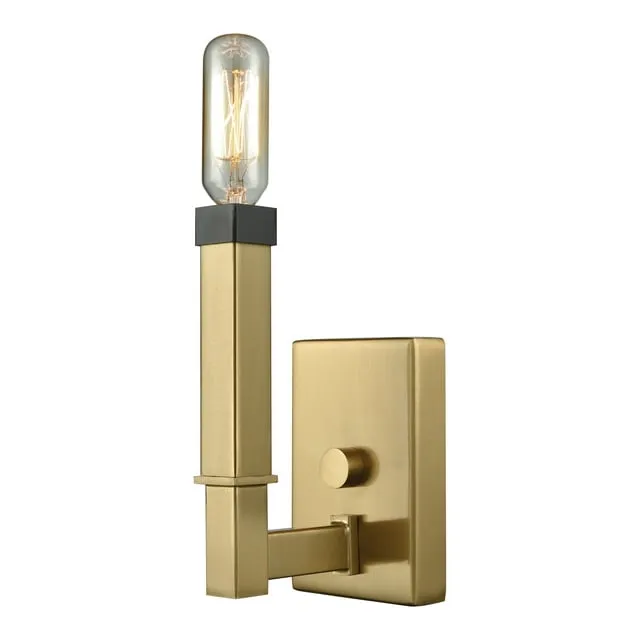 Mandeville 1 Light Wall Sconce in Satin Brass w/ Oil Rubbed Bronze Accents by ELK Lighting