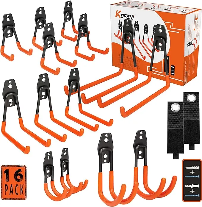 WFX Utility 16 Pack Heavy Duty Anti-Slip Coating Garage Hooks