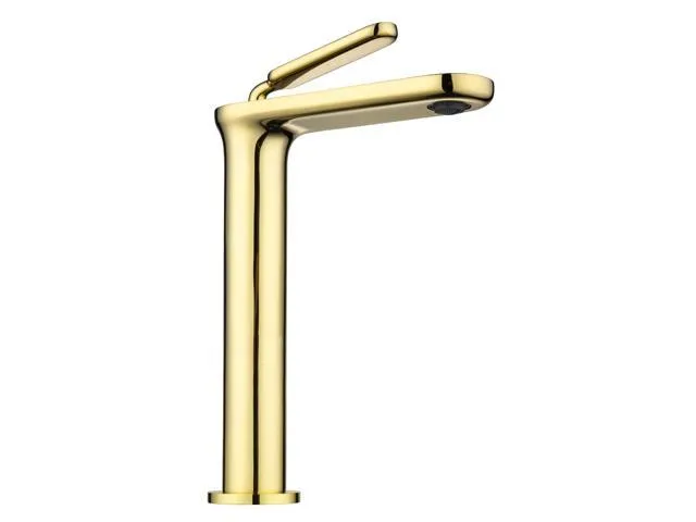 Gold Vessel Sink Facuet, Brushed Gold Tall Bathroom Sink Faucet Waterfall Bathroom Faucet for Vessel Sinks Single Handle Bathroom Vanity Faucet