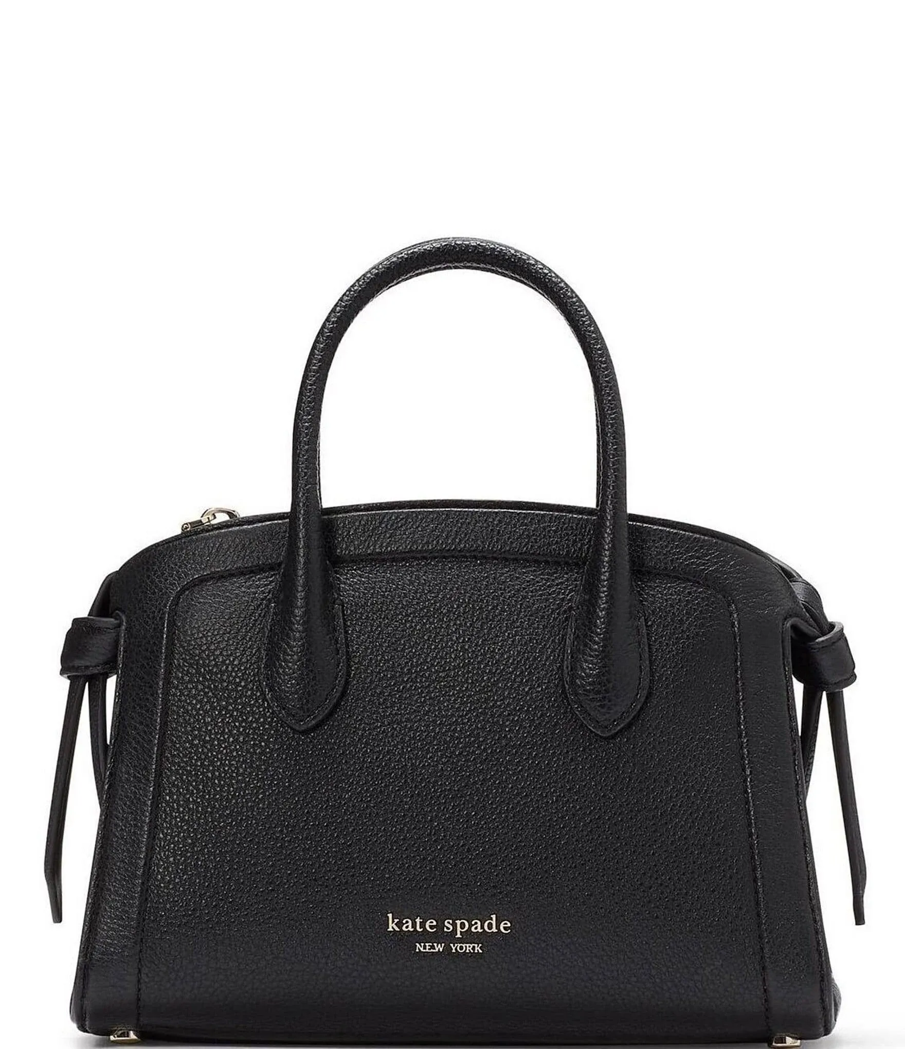 Kate Spade New York Knott Pebbled Leather Medium Zip Top Satchel Bag - Black