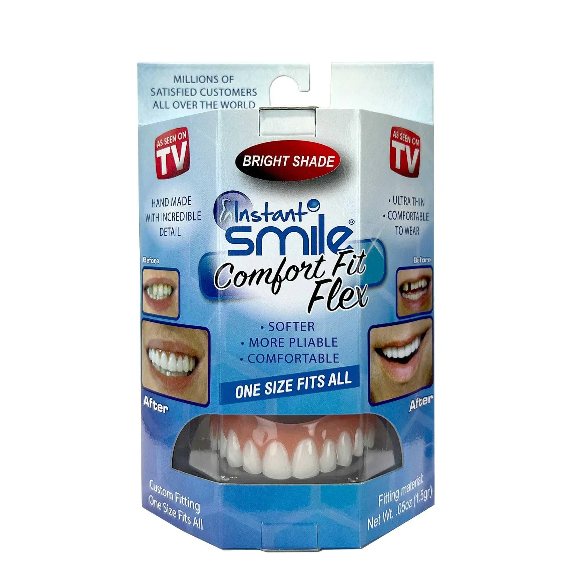 Top de dientes flexibles Instant Smile Comfort Fit carilla cosmética talla única para la mayoría-