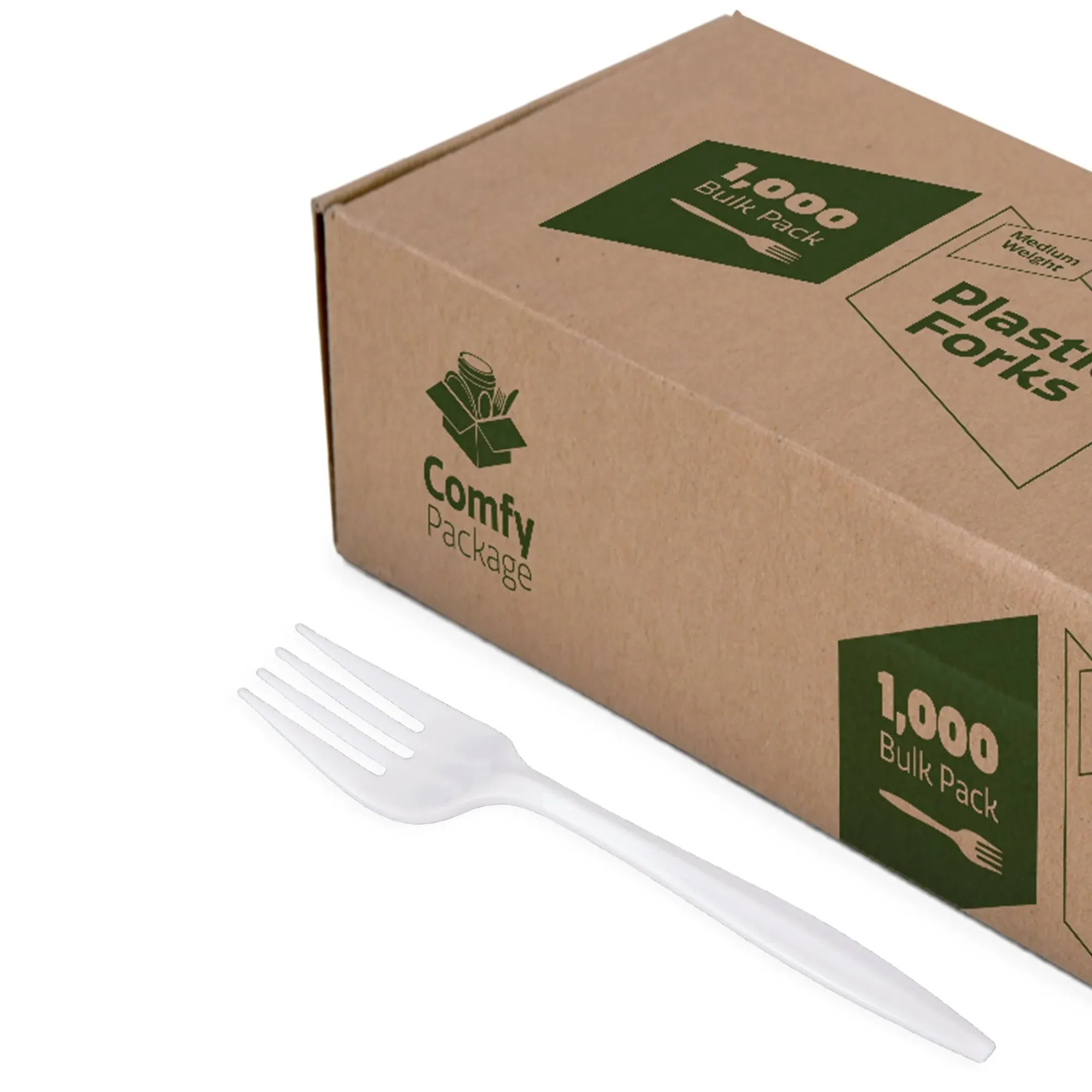 Comfy Package Plastic Tea Spoons Medium Weight - White (1000 Count)