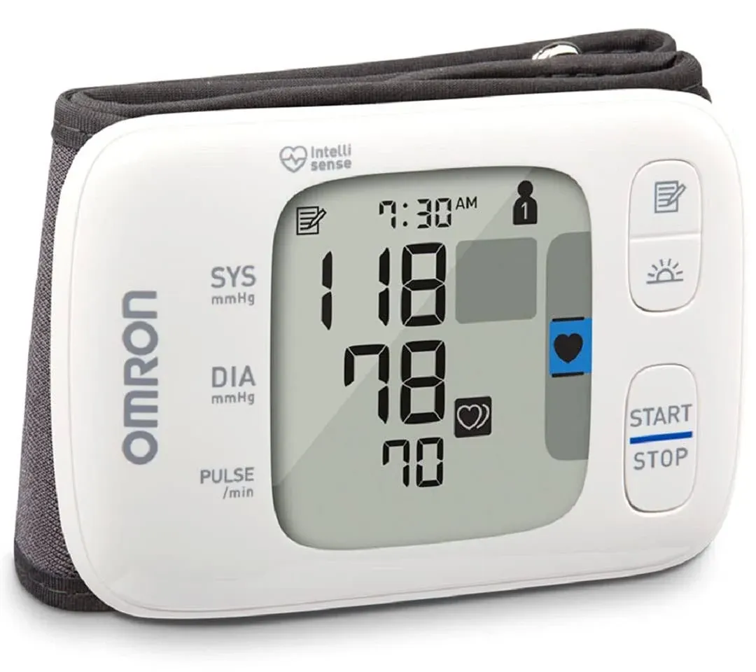 Omron RS4 Wrist Blood Pressure Monitor with Intelligence Technology, Cuff Wrapping Guide and Irregular Heartbeat Detection for Most Accurate Measurement