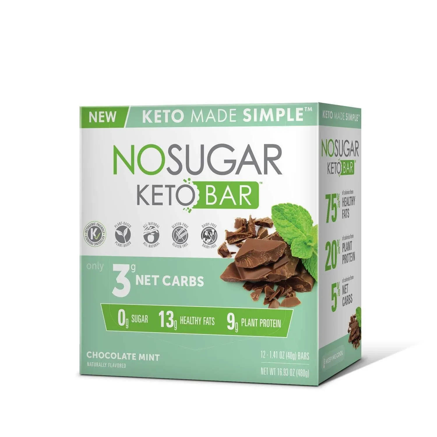 No Sugar Company, Keto Bar, Chocolate Mint