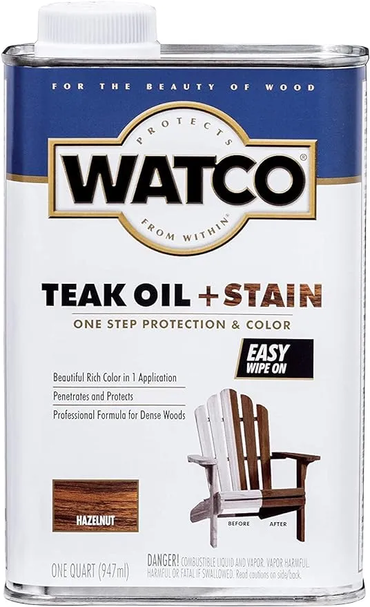 Watco 348746 Teak Oil Plus Stain, Quart, Hazelnut