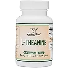 L-Theanine Supplement 200mg, 120 Capsules for Relaxation and Sleep Support (Soy Free, Gluten Free, Non-GMO, Third Party Tested) Synergy with Magnesium L-Threonate and Apigenin by Double Wood