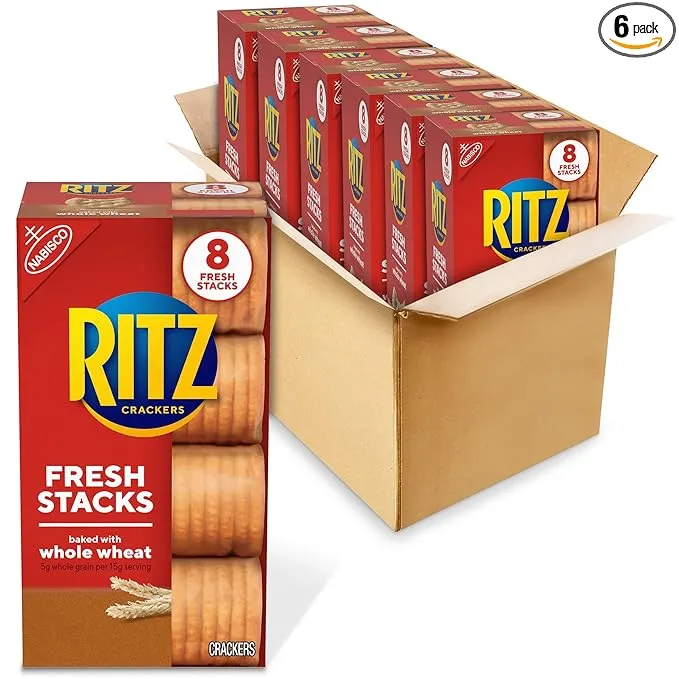 Ritz Fresh Stacks Whole Wheat Crackers, 6 - 11.6 oz Boxes (48 Stacks)