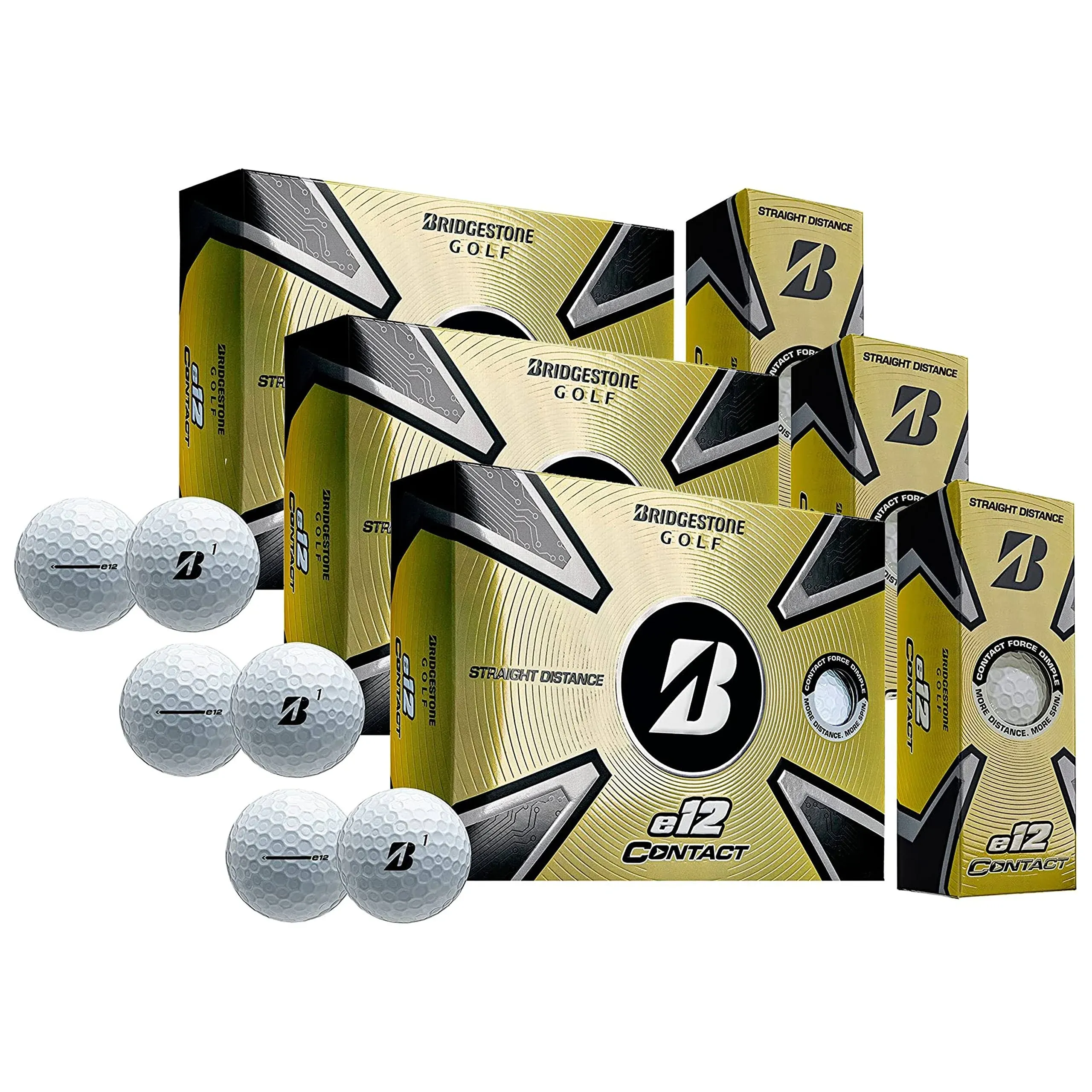 PlayBetter Bridgestone 2023 e12 Contact Golf Balls | Multi-Packs | FLEXATIV Cover Technology & Contact Force Dimple | 46% More Surface Contact (Two Dozen, White)