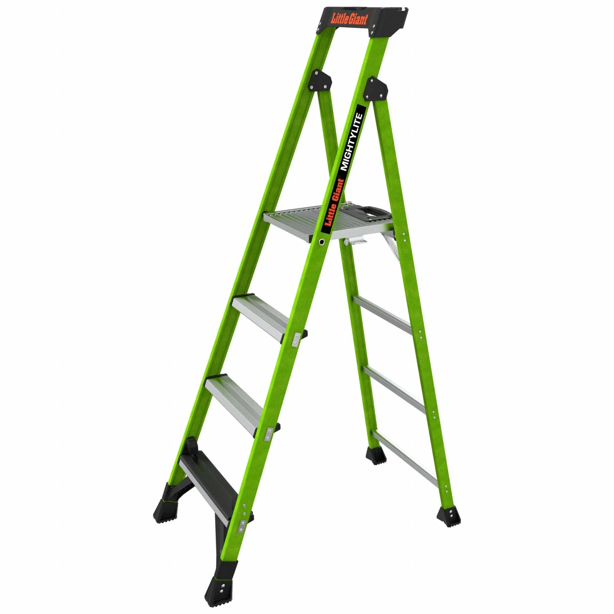 Little Giant Mightylite 6' Type 1AA Green Fiberglass Step Ladder 15406-001 - 375 lb. Capacity