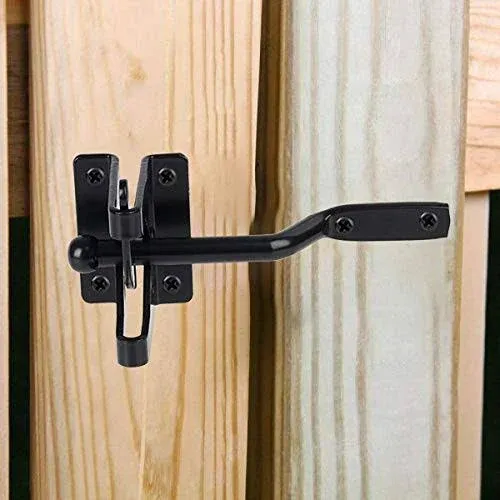 Self-Locking Gate Latch Automatic Gravity Lever Latch for Wooden Fence Post Mount Door Latch for Secure Pool Garden Shed Black Powder Coated for Rust Resistance