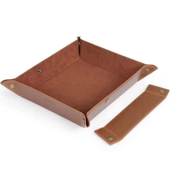 Londo - Leather Tray Organizer - Practical Storage Box for Wallets, Watches, Keys, Coins, Cell Phones and Office Equipment - Light Brown