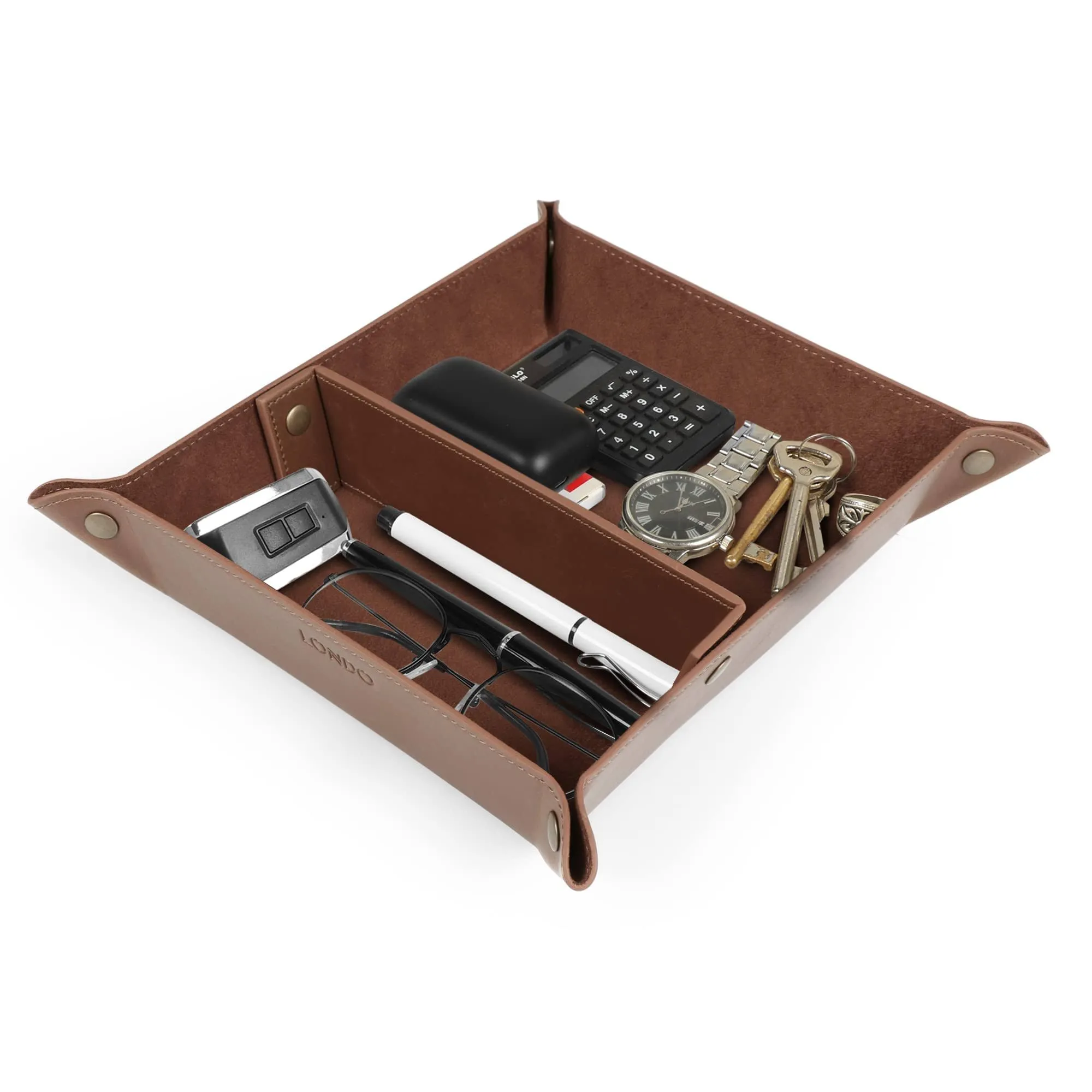 Londo Leather Tray Organizer - Practical Storage Box for Wallets Watches Keys...