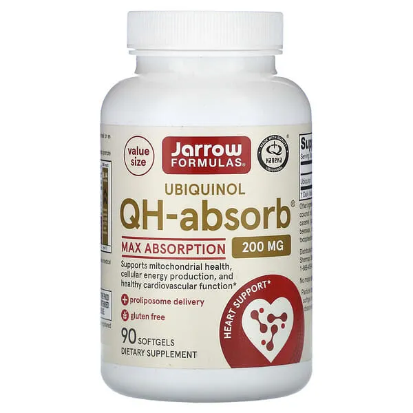 Jarrow Formulas QH-Absorb 200 mg - Active Antioxidant Form of Co-Q10 - Dietary Supplement - Supports Mitochondrial Energy Production & Cardiovascular Health - 90 Softgels