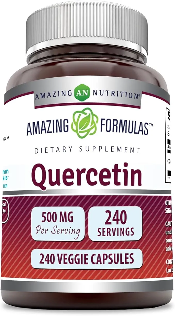 Amazing Formulas Quercetin 500mg Veggie Capsules Supplement | Non-GMO | Gluten Free | Supports Overall Health & Well Being (240 Count)