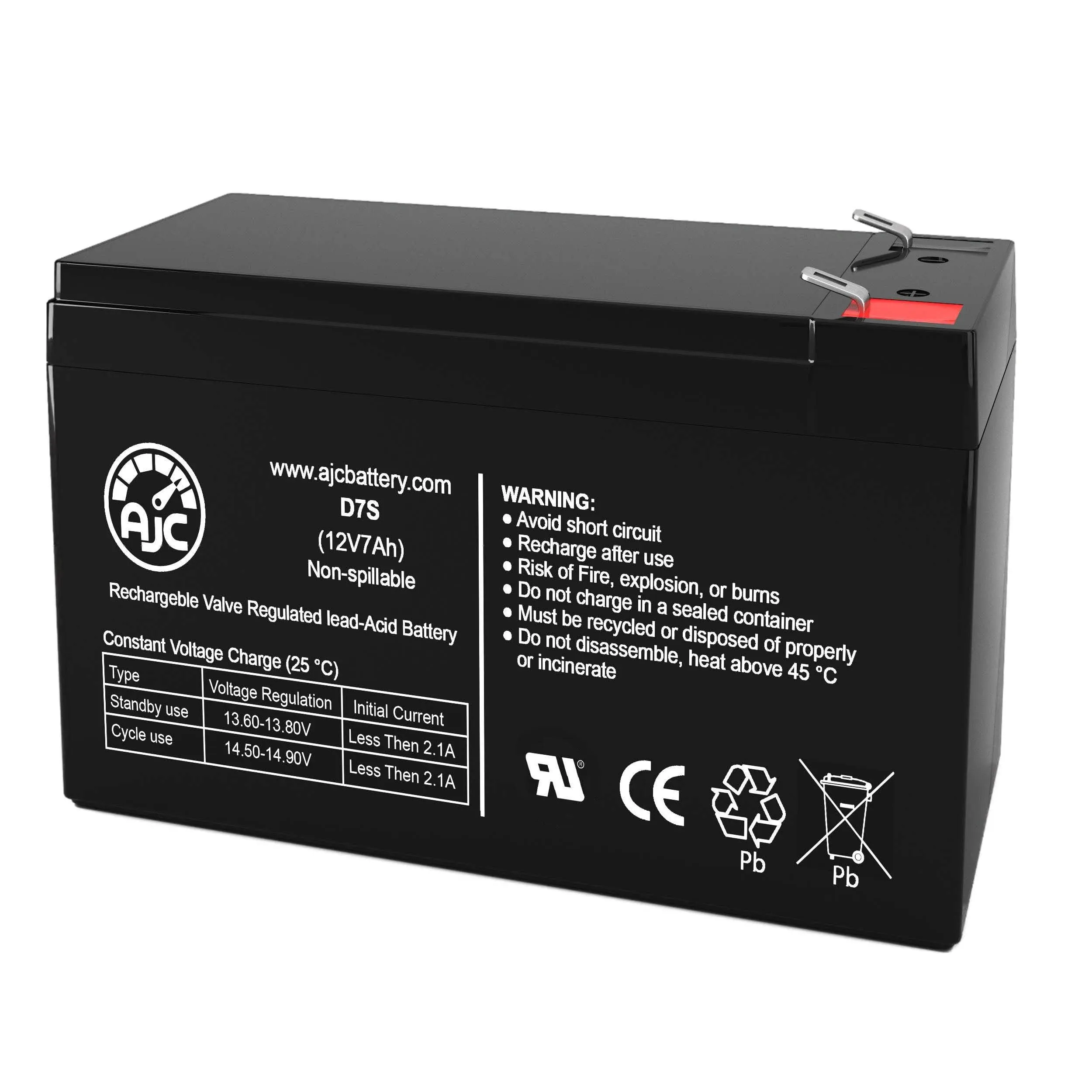 AJC Duracell DURA12-7F Sealed Lead Acid Replacement Battery 7Ah, 12V, F1