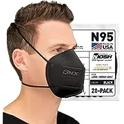 AccuMed BNX N95 Mask Black NIOSH Certified MADE IN USA Particulate Respirator Protective Face Mask (20-Pack, Approval Number TC-84A-9315 / Model H95B) BlackAccuMed BNX N95 Mask Black NIOSH Certified MADE IN USA Particulate Respirator Protective Face Mask