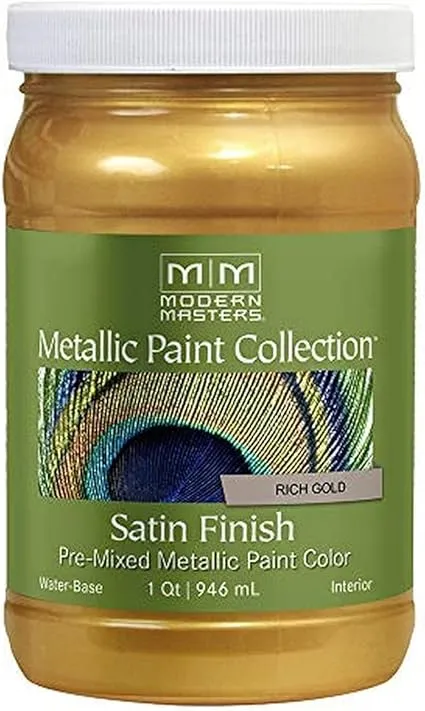 qt Modern Masters ME701 Rich Gold Metallic Paint Collection, Satin Water-Based Decorative Metallic Paint