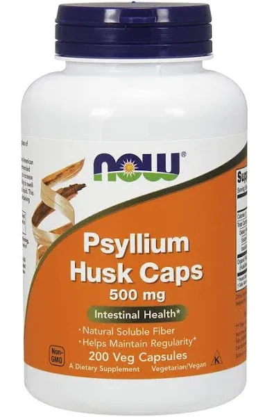 NOW Psyllium Husk 500mg 200 Capsules