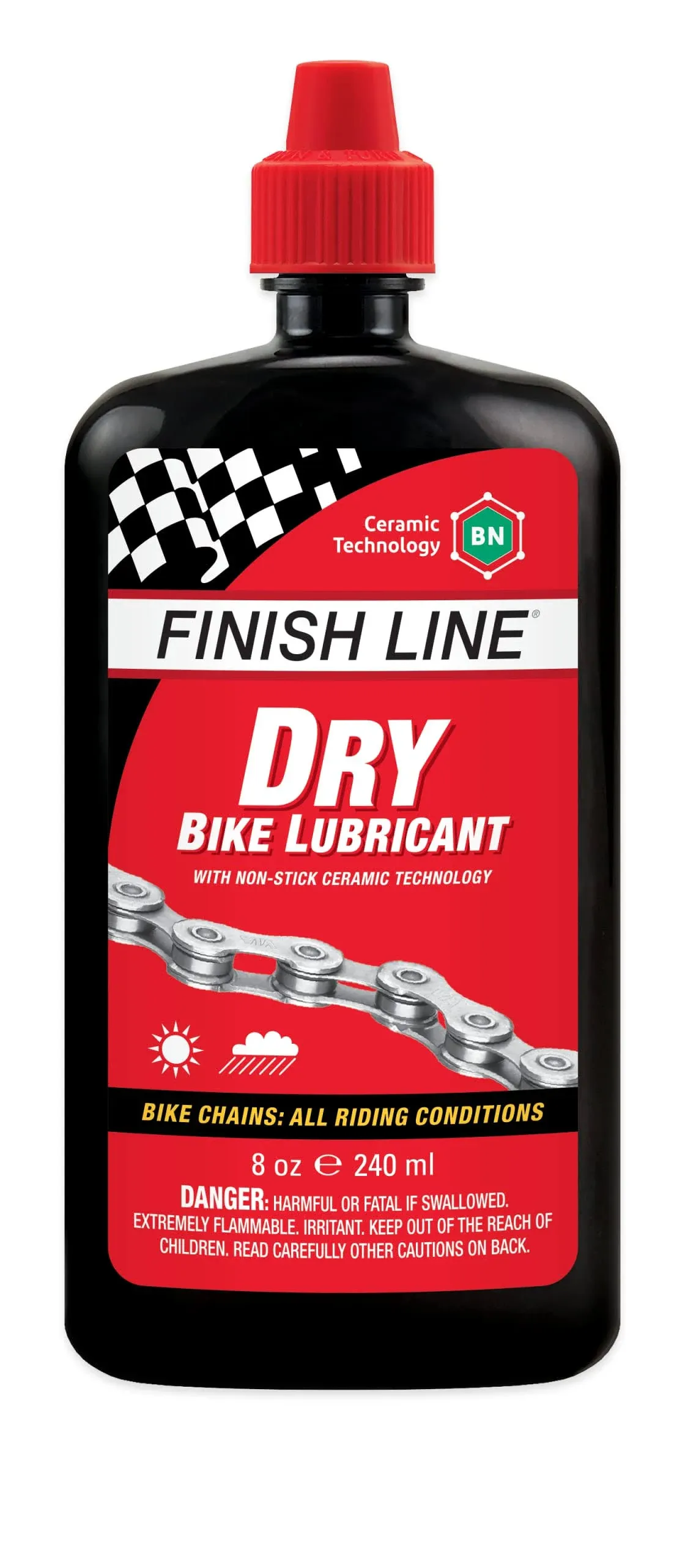 Finish Line Dry Bike Lubricant with Teflon Squeeze Bottle, 8 Oz.