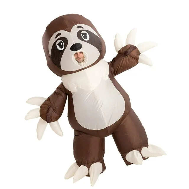 Spooktacular Creations Inflatable Halloween Costume Full Body Sloth Inflatable Costume with a Pair of Gloves - Adult Unisex One Size (Sloth) Brown