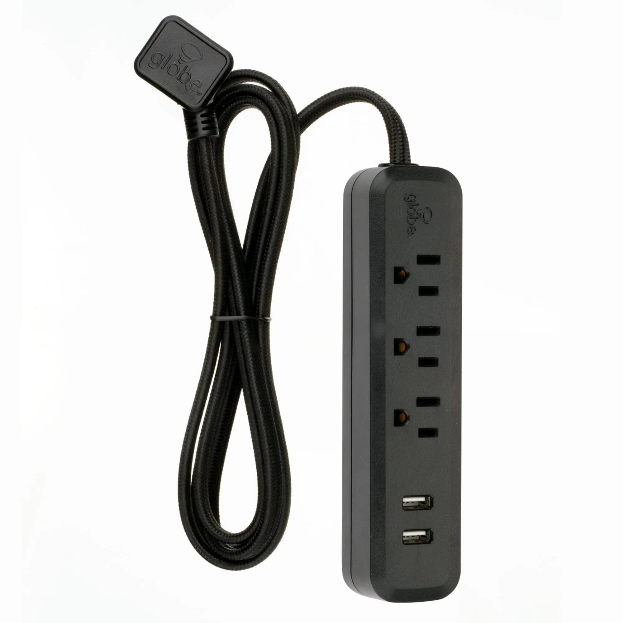 Globe Electric Watt Designer Series 6-ft 3-Outlet USB Surge Protector Power Strip(Black)