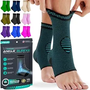 Modvel 2 Pack Ankle Brace Compression Socks for Women and Men, Turquoise, M, Size: Medium, Green