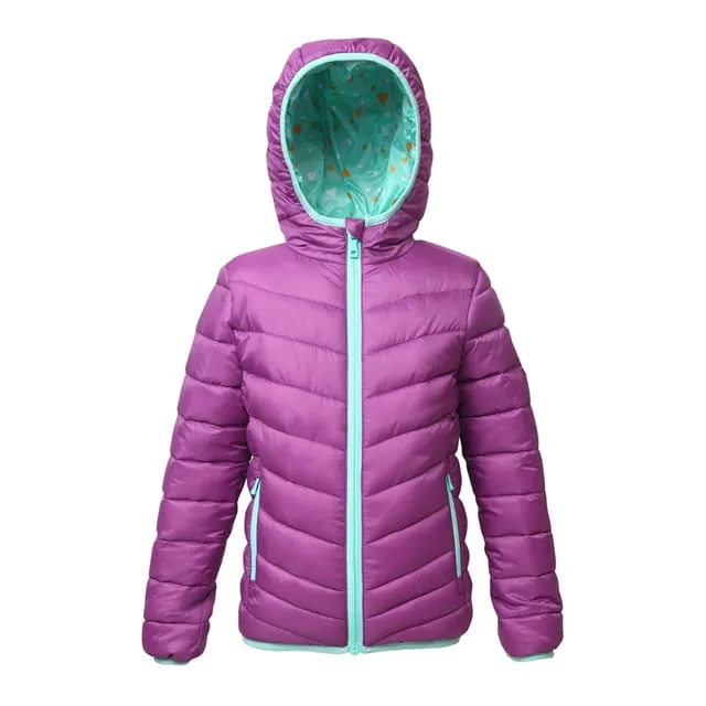 Rokka&Rolla Girls' Reversible Lightweight Puffer Jacket Hooded Water-Resistant Winter Coat