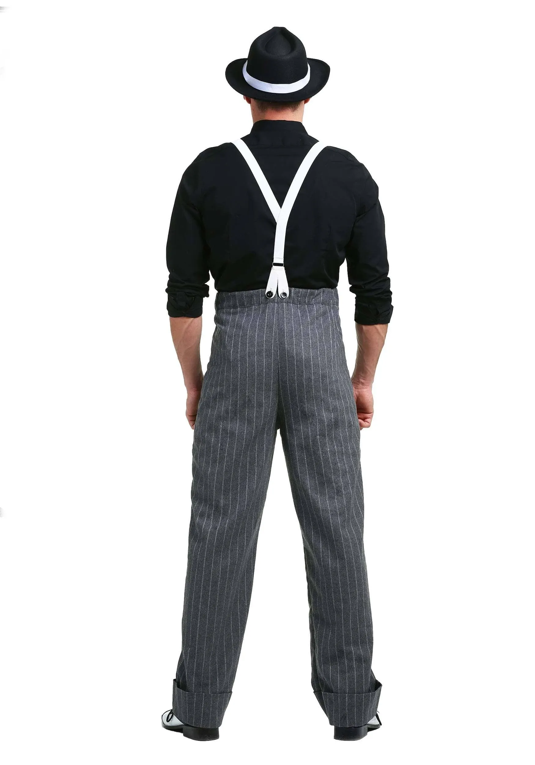 Men's Mafia Underboss Costume Pants with Suspenders and Tie