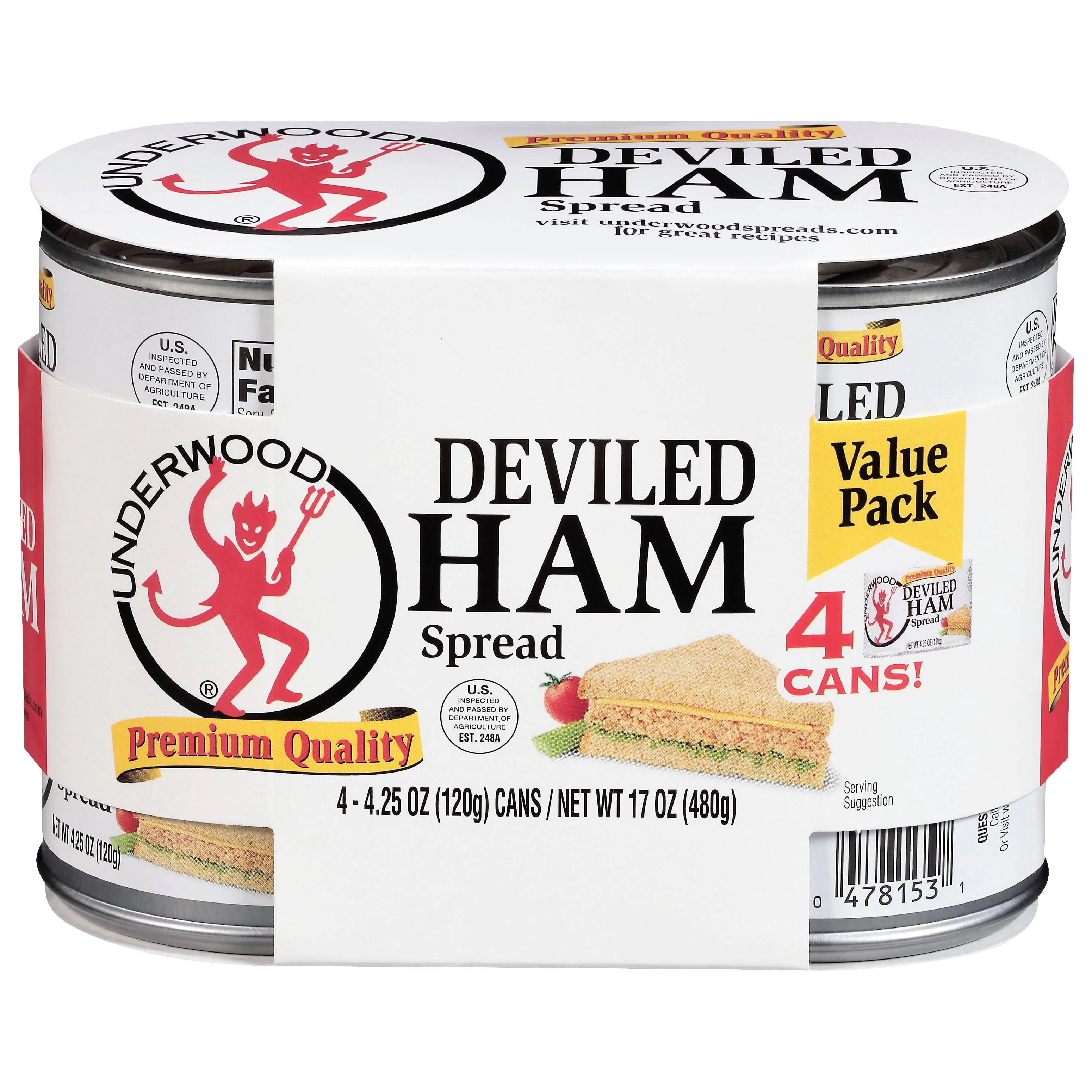 Underwood Deviled Ham Spread, 4.25 Ounce (Pack of 4)