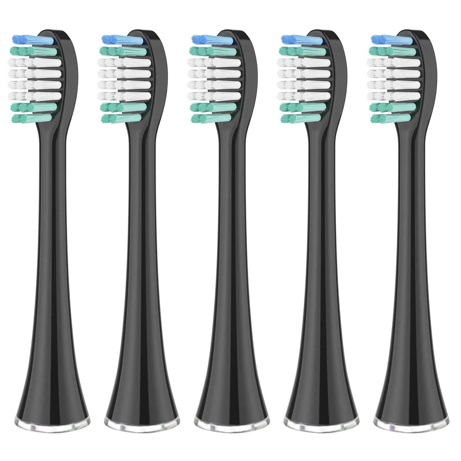 Replacement Toothbrush Heads Compatible with AquaSonic Black Series, Vibe Series, Black Series Pro,and for Duo Series Pro Electric Toothbrush Black, Pack of 5