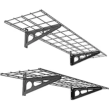 FLEXIMOUNTS 2-Pack Wall Shelf Steel Garage Shelving Storage Rack 12" by 48" (1x4 ft) Black