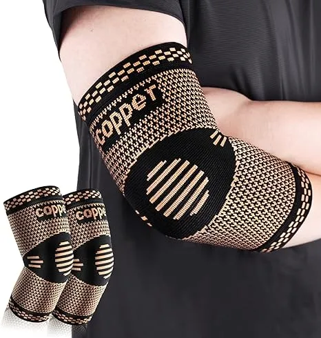 Copper Elbow Sleeve,Elbow Compression Sleeve, Elbow Brace For Tendonitis and Tennis Elbow,Golfers, Arthritis, Bursitis. Elbow Pain Relief,Weightlifting, Fit for Men & Women