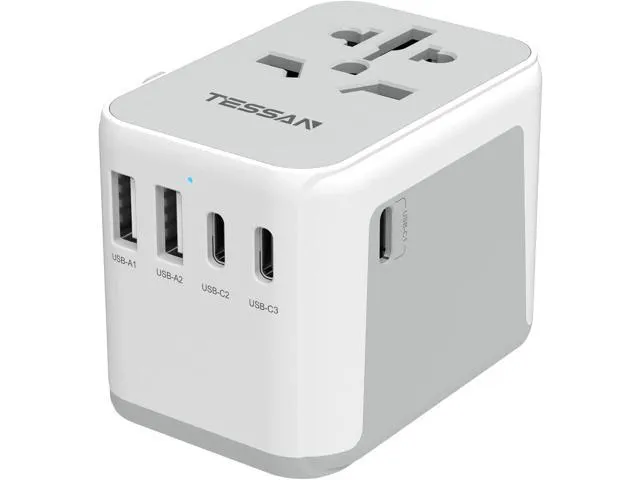 TESSAN Universal Travel Adapter, International Power Adapter 5.6A 3 USB C 2 USB A Ports, Plug Adaptor Travel Worldwide, Travel Charger Outlet Converter for Europe UK EU AUS (Type C/G/A/I)