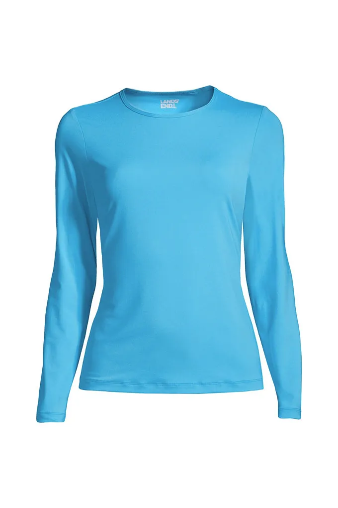 Women's Crew Neck Long Sleeve Rash Guard UPF 50 Sun Protection Modest Swim Tee