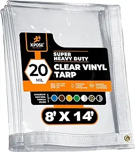 8 ft x 14 ft Heavy Duty 20 Mil Tarp, Clear, Vinyl