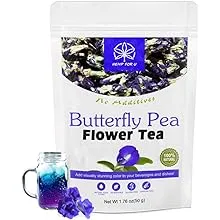 100 % Premium Butterfly Pea Flower Tea- Organic Butterfly Pea Tea Rich in Antioxidants Edible Dried Herbal Flowers for Blue & Purple Drinks and Food