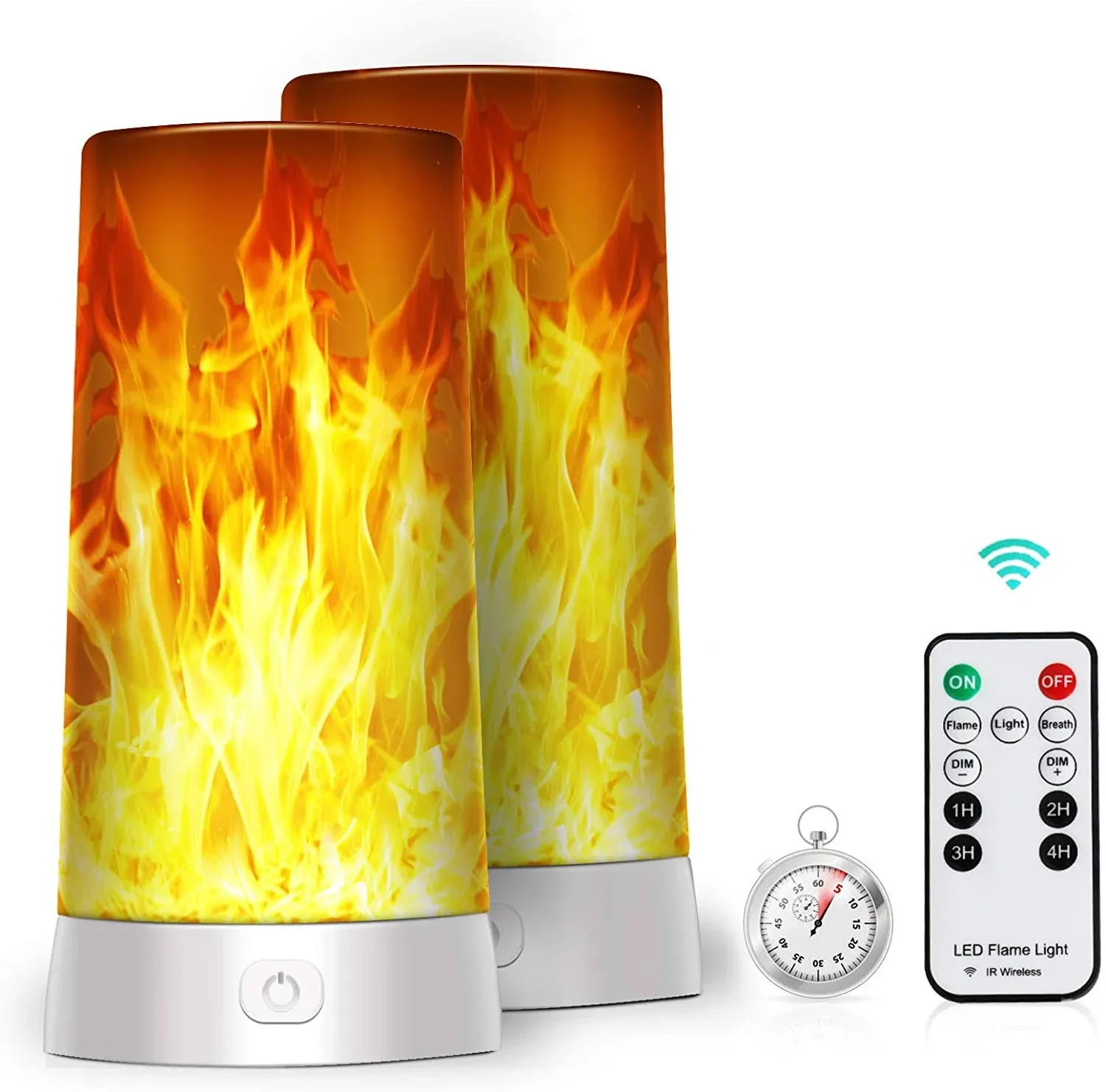 LED Flame Lights, Battery Operated Flameless Candles, Flickering Fake Fire Lamps