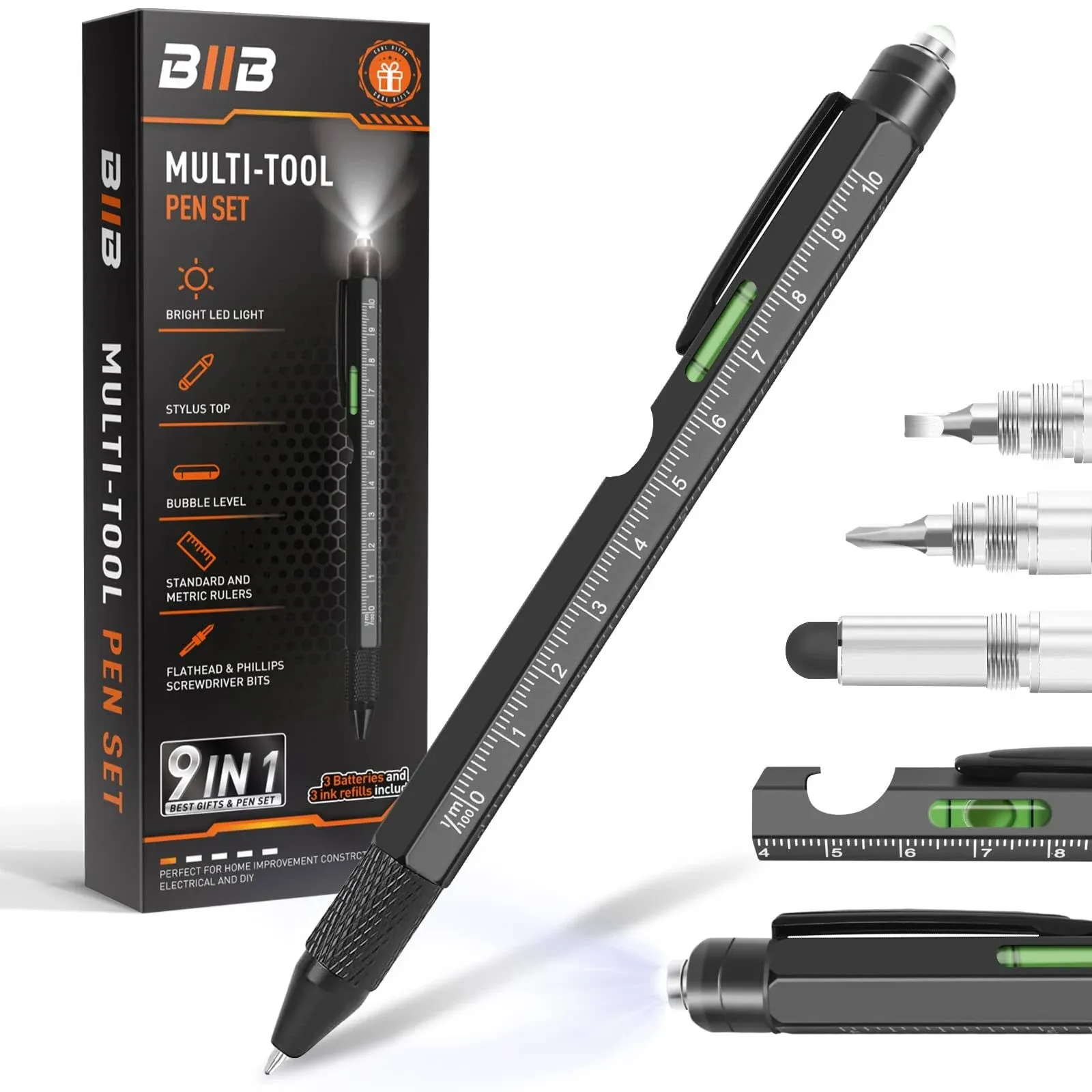 Gifts for Men, Dad Gifts from Daughter Son, 9 in 1 Multi Tool Pen, Cool Gadgets