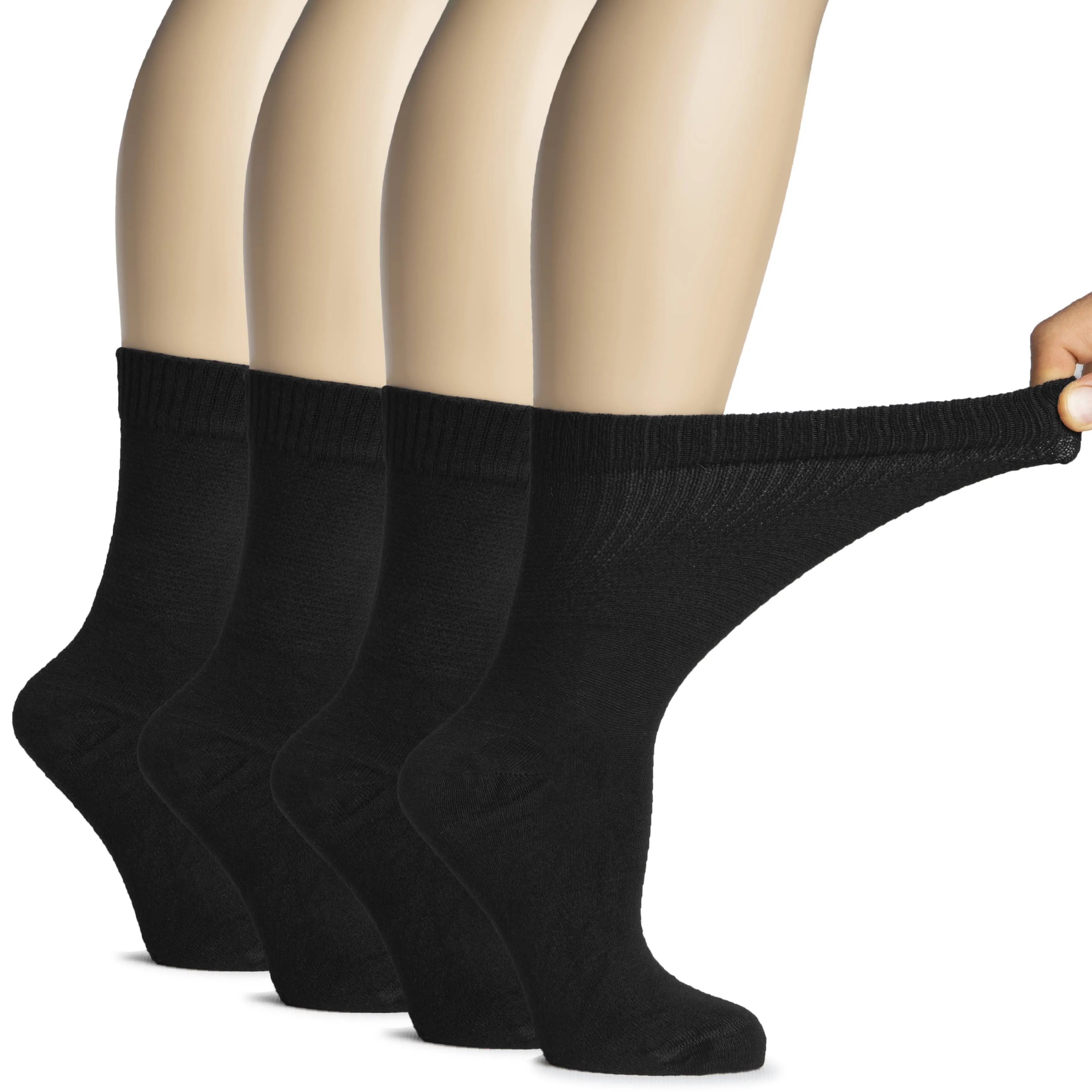 Hugh Ugoli Women's Bamboo Diabetic Crew Socks (4 Pairs)