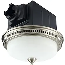 Lift Bridge Kitchen & Bath Decorative Round 110 CFM Brushed Nickel Bathroom Ceiling Ventilation & Exhaust Fan with Light and Glass Globe, Quiet 1.5 Sones Bath Fan & Nightlight