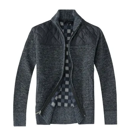 Gioberti Men s Knitted Regular Fit Full Zip Cardigan Sweater with Soft Brushed Flannel Lining