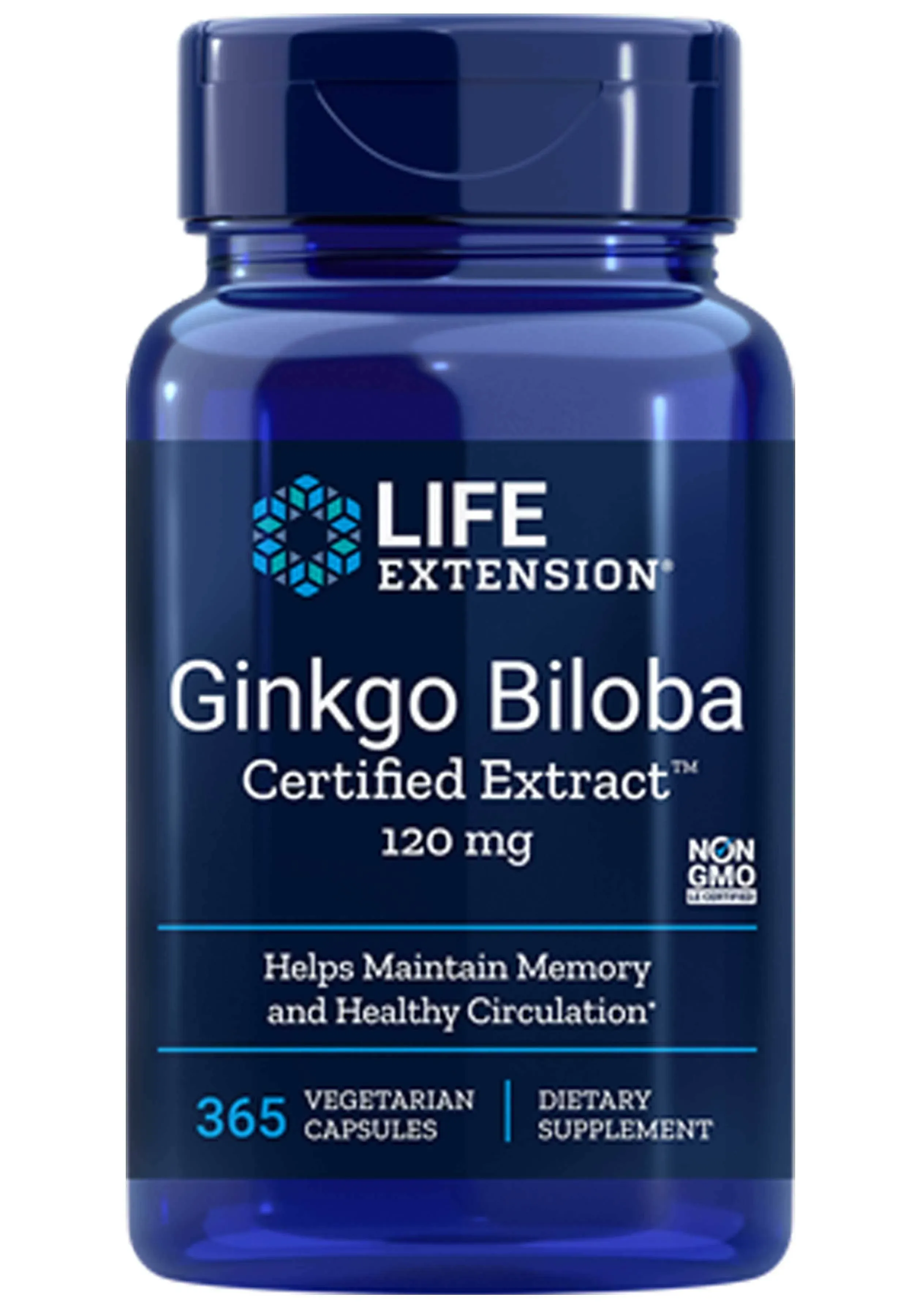 Life Extension Ginkgo Biloba Certified Extract, 120 mg, Capsules - 365 count