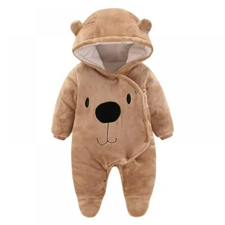 Urmagic Newborn Baby Jumpsuit Hooded Fleece Rompers Long Sleeve Onesies Outwear ...