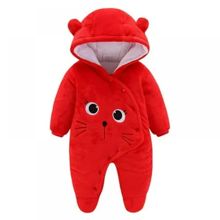 URMAGIC Newborn Baby Jumpsuit Hooded Fleece Rompers Long Sleeve Onesies Outwear Outfits 0-12 Months